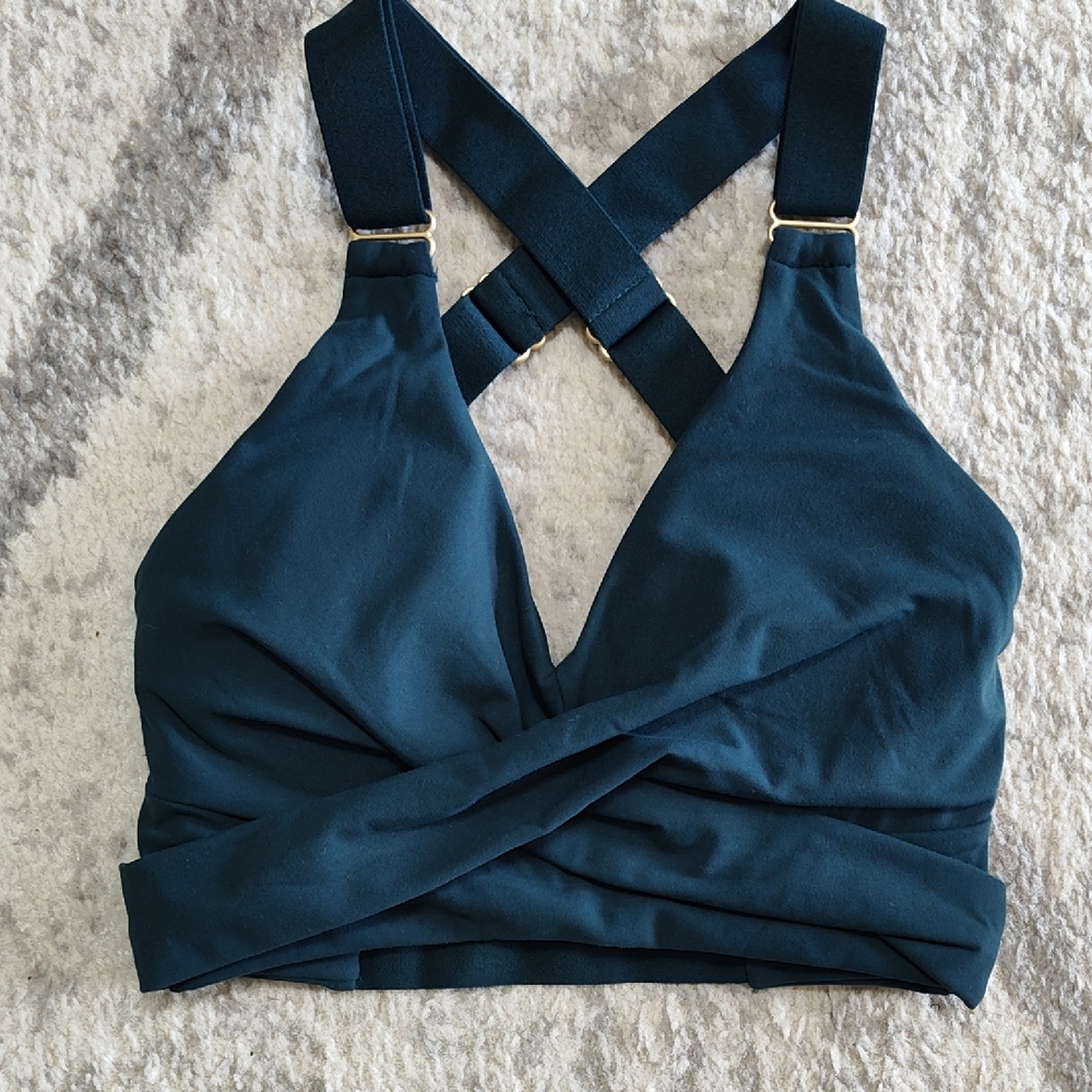 BuffBunny Candy Wrap Sports Bar In Secret Garden Dark Teal, Size XS
